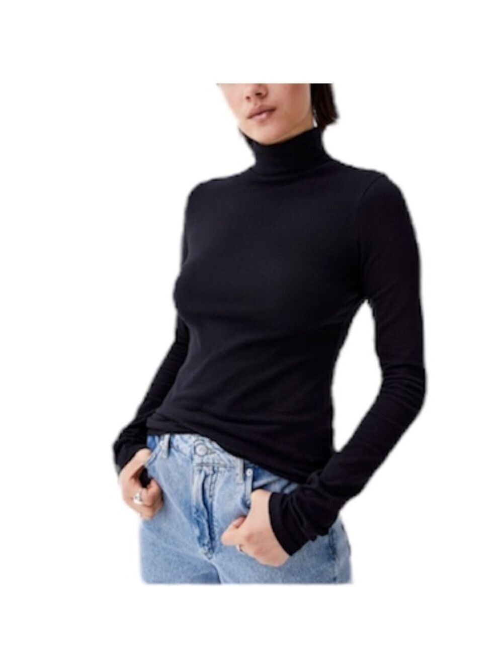 Simons TWIK 100% organic cotton oversized black jersey knit turtleneck top XS